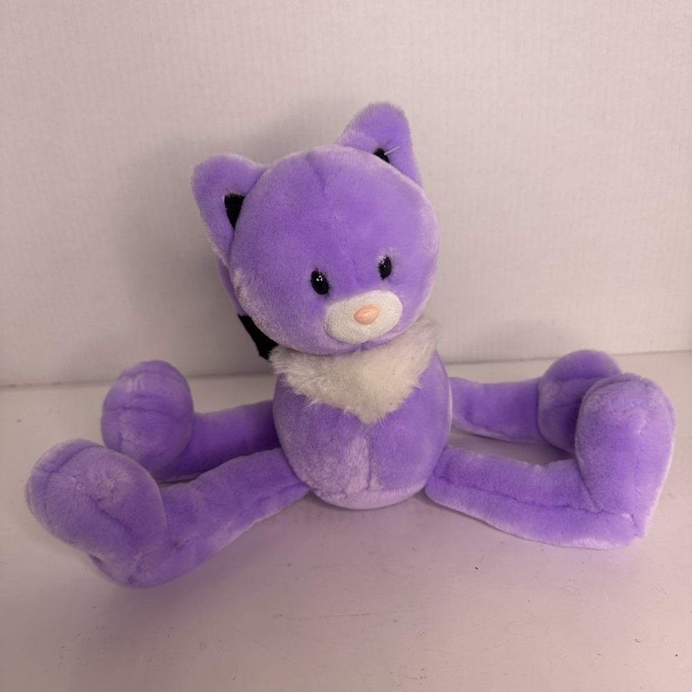Vintage Animal Alley Plush Purple Tabby Cat Kitten 12"